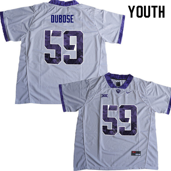 Youth #59 Parker DuBose TCU Horned Frogs College Football Jerseys Sale-White